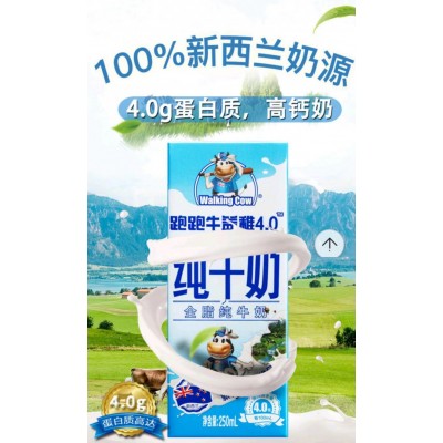 纽麦福新西兰进口 跑跑牛益稚4.0gTM 全脂纯牛奶 250毫升×12盒装 高钙儿童牛奶图4