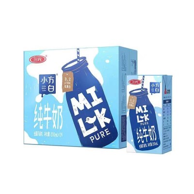 三元小方白纯牛奶200ml*24图2