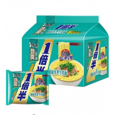 康师傅一倍半藤椒牛肉面123g*5袋/包图2