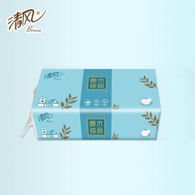 清风原木纯品4层小叶细点压花卷筒140g*8卷*3提/箱图3