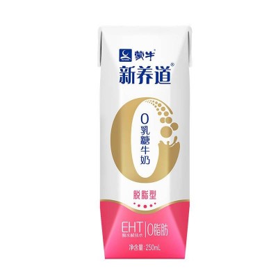 蒙牛 新养道 零乳糖脱脂型牛奶 250ml*12盒 整箱装图2