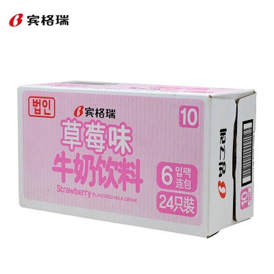 宾格瑞(BINGGRAE) 韩国进口牛奶 草莓味牛奶饮料 200ml*24盒图2