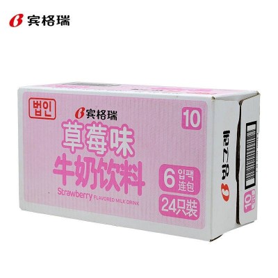 宾格瑞(BINGGRAE) 韩国进口牛奶 草莓味牛奶饮料 200ml*24盒图5