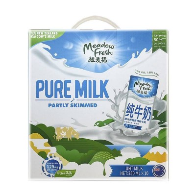 纽麦福部分脱脂高钙纯牛奶礼盒 250ml*10盒 整箱装图4