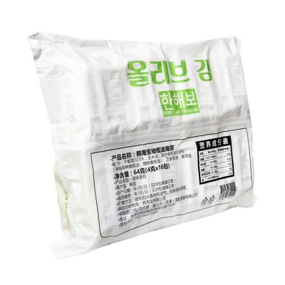 韩国进口韩海宝橄榄油海苔 64g*3袋 整箱装图3