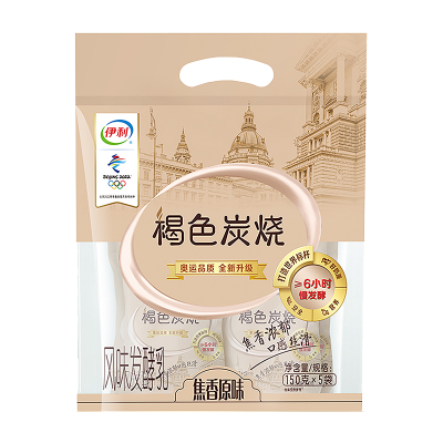 伊利褐色炭烧风味酸奶 150g*5袋 整箱装图3