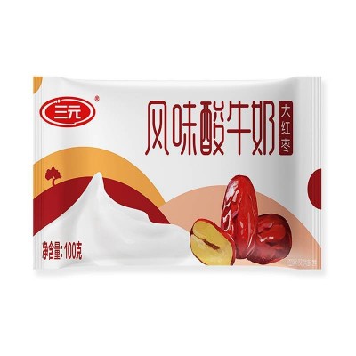 三元红枣酸牛奶 100g*10包*6袋 整箱装图2