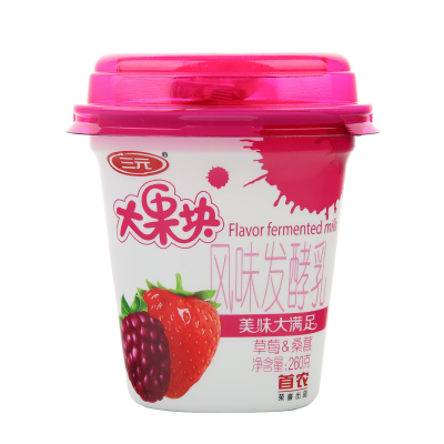 三元大果块酸牛奶 草莓+桑甚味 260g*12杯 整箱装图4