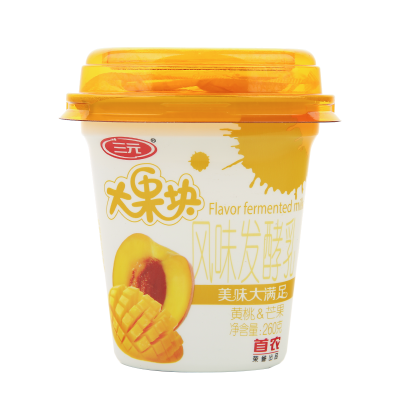 三元大果块酸牛奶 黄桃+芒果味 260g*12杯 整箱装图4