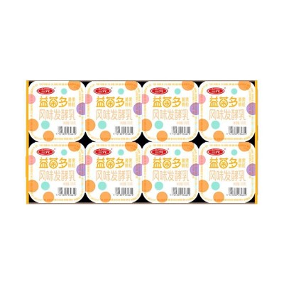 三元益菌多黄桃果粒风味发酵乳 125g*8碗 整箱装图2
