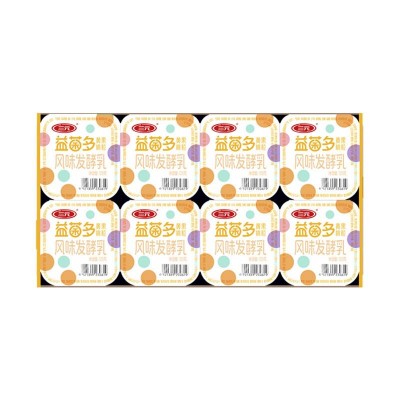 三元益菌多黄桃果粒风味发酵乳 125g*8碗 整箱装图5