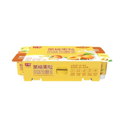 光明黄桃果粒风味发酵乳 100g*8杯 整箱装图2