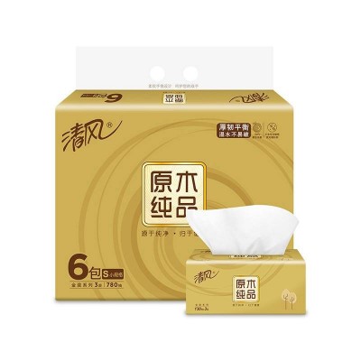 清风原木纯品金装软抽3层6包图2