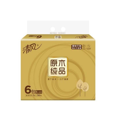 清风原木纯品金装软抽3层6包图3