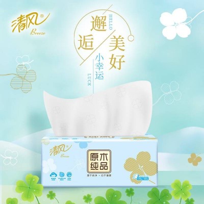 清风抽纸幸运草3层120抽*24包图3