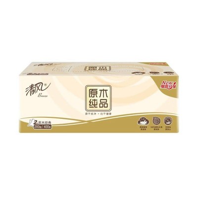 清风原木纯品硬盒抽纸(2层200抽*3盒装)*3提商用面巾纸抽纸图3