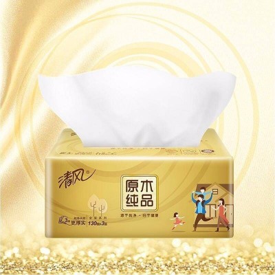 清风原木金装面巾纸三层130抽/48包整箱图2