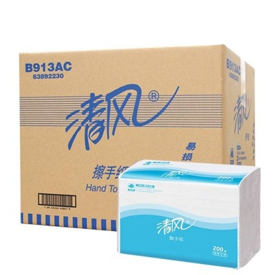 清风抽纸1层三折擦手纸200抽整箱20包图2
