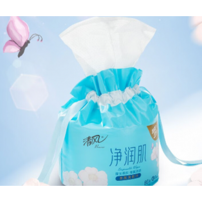 清风净润肌干湿两用卷筒式擦脸巾80抽* 2提洗脸巾棉柔巾图3