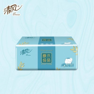 清风抽纸原木纯品3层四叶草压花120抽/包整箱共20包图4