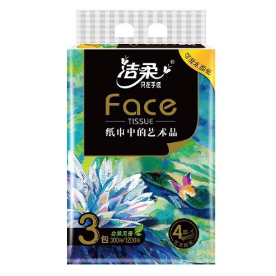洁柔抽纸油画Face可湿水4层100抽面巾纸* 3包图3