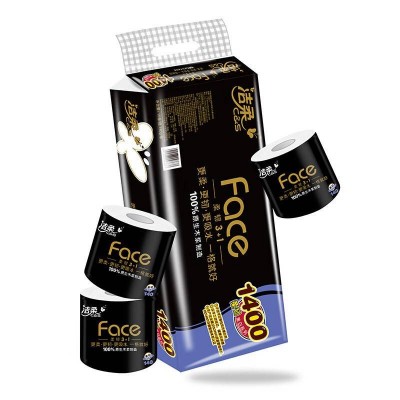 洁柔卷纸黑Face加厚4层有芯卫生纸厕纸140g* 2提共20卷图5