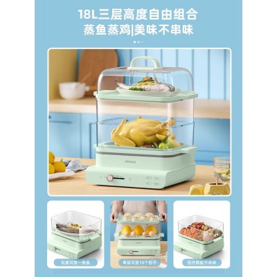 七彩叮当电蒸锅家用小型多功能大容量三层蒸箱蒸菜神器透明电蒸笼图2