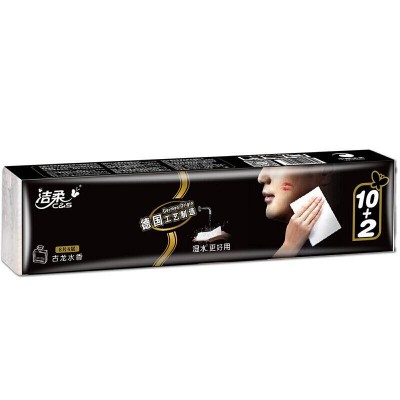 洁柔手帕纸黑Face加厚4层面巾纸8片*12包图2