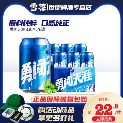 雪花啤酒勇闯天涯330ml*6罐小罐装啤酒KTV用国产酒水夏季烧烤饮品图2