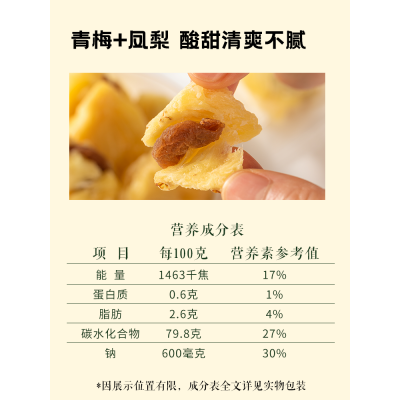 遇见槑大槑小槑梅心凤梨 90g*5袋 整箱装图5