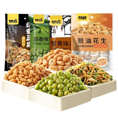甘源坚果炒货瓜子仁脱油花生青豆虾条豆果零食休闲食品4袋 共793g图3