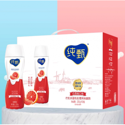 蒙牛纯甄轻酪乳风味酸奶红西柚口味3.1g蛋白质 230g*10瓶 整箱装图2