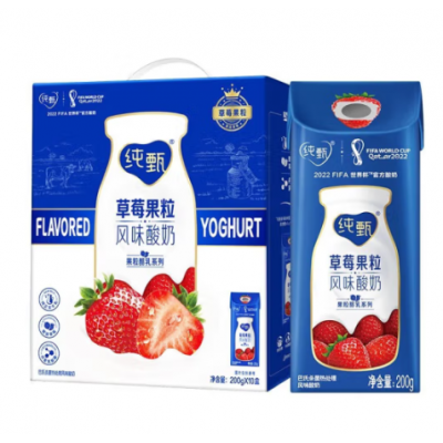 蒙牛纯甄草莓果粒风味酸奶 200g*10盒 整箱（十箱起批）图4