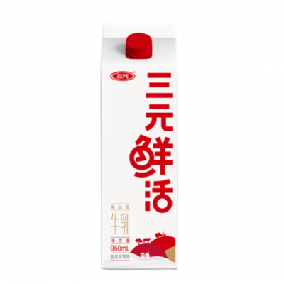 三元鲜活牛乳屋顶包 950ml*6包 整箱装图2