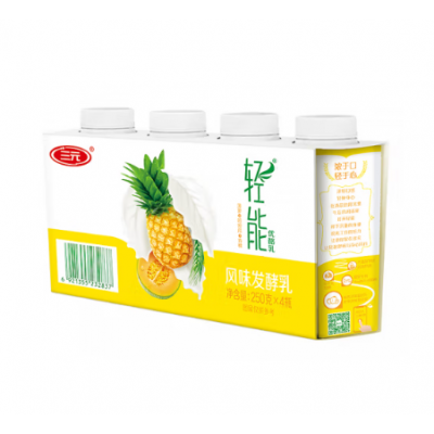 三元 轻能 优酪乳 菠萝+哈密瓜+青稞 250g*4瓶*6排 整箱装图5