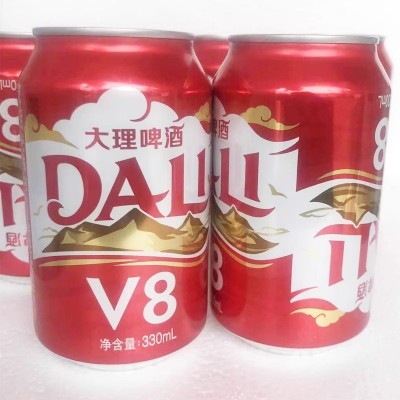 大理V8云南啤酒听装拉罐整箱件330ml*24罐纸箱装酒吧KTV餐厅图2
