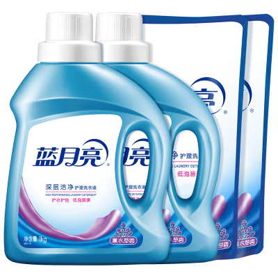 蓝月亮深层洁净洗衣液:1kg瓶*2+ 1kg补充装*2薰衣草香强效去污图2
