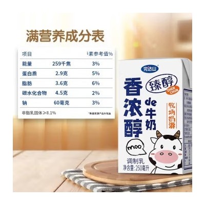 完达山盒装臻醇高优质牛奶 250ml*16瓶 整箱装图4