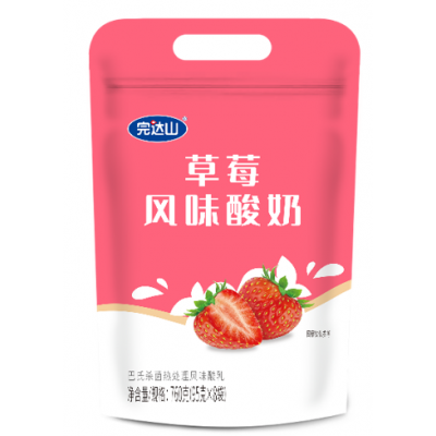 完达山95g袋装巴氏酸奶草莓味 95g*8袋*3包 整箱装图2