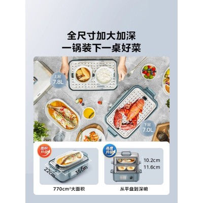 美的锁嫩舱电蒸锅家用多功能蒸煮一体锅隔水炖盅全自动预约蒸炖锅1图3