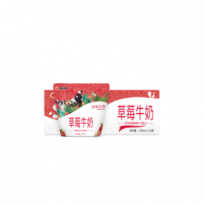 瑞康乳业草莓牛奶 220ml*12袋 整箱装图2
