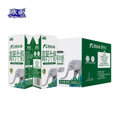 欧亚（Europe-Asia） 欧亚大理牧场高钙牛奶 200g*12盒 整箱装图2
