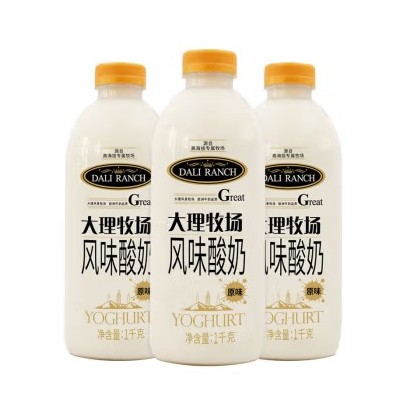 欧亚（Europe-Asia） 欧亚大理牧场低温风味酸奶原味早餐乳制品 1000g*3瓶 整箱装图4