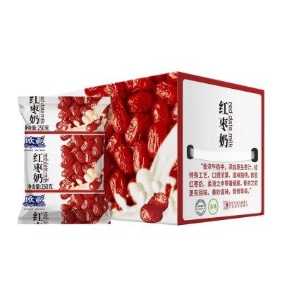 欧亚（Europe-Asia）欧亚牛奶红枣奶 250g*12袋 整箱装图3
