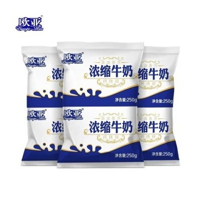 欧亚 浓缩牛奶牛奶 营养早餐添加钙铁锌 250g*12袋 整箱装图4