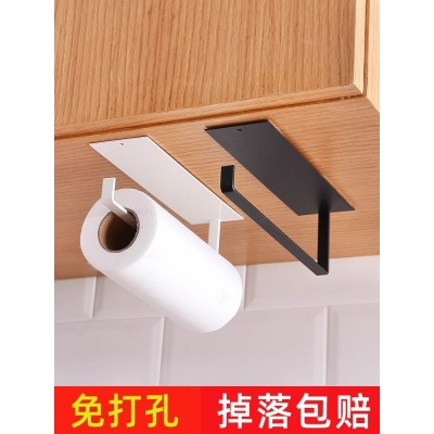 免打孔厨房专用纸巾架卷纸架挂架保鲜膜收纳架卫生纸挂钩抹布支架图4