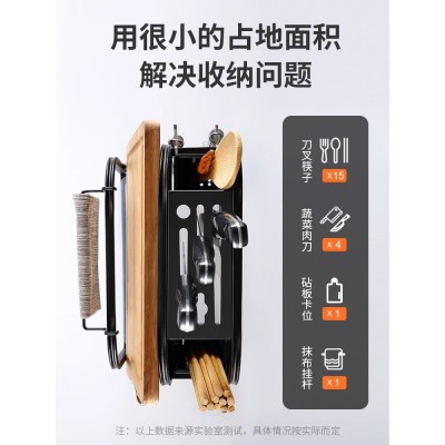 不锈钢刀架厨房用品筷子一体砧板菜板菜刀刀具多功能置物架收纳架图2