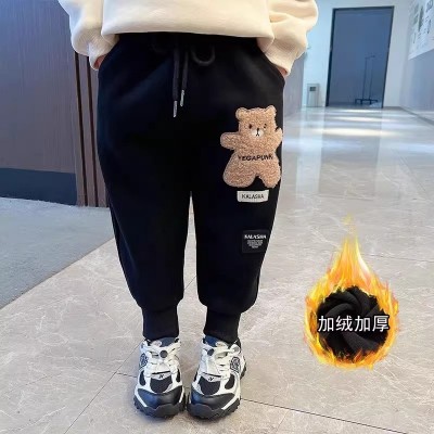 女童裤子秋冬新款一体加绒加厚卫裤中小童卫裤外穿男女宝宝运动裤图4