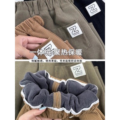 男童加绒裤子秋冬儿童加厚休闲裤冬季一体绒保暖宝宝灯芯绒长裤潮图5