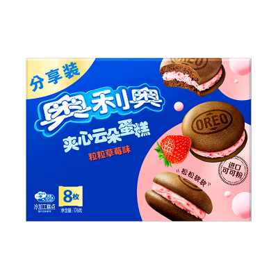 亿滋奥利奥夹心云朵蛋糕粒粒草莓味 176g*6盒 整箱装图3
